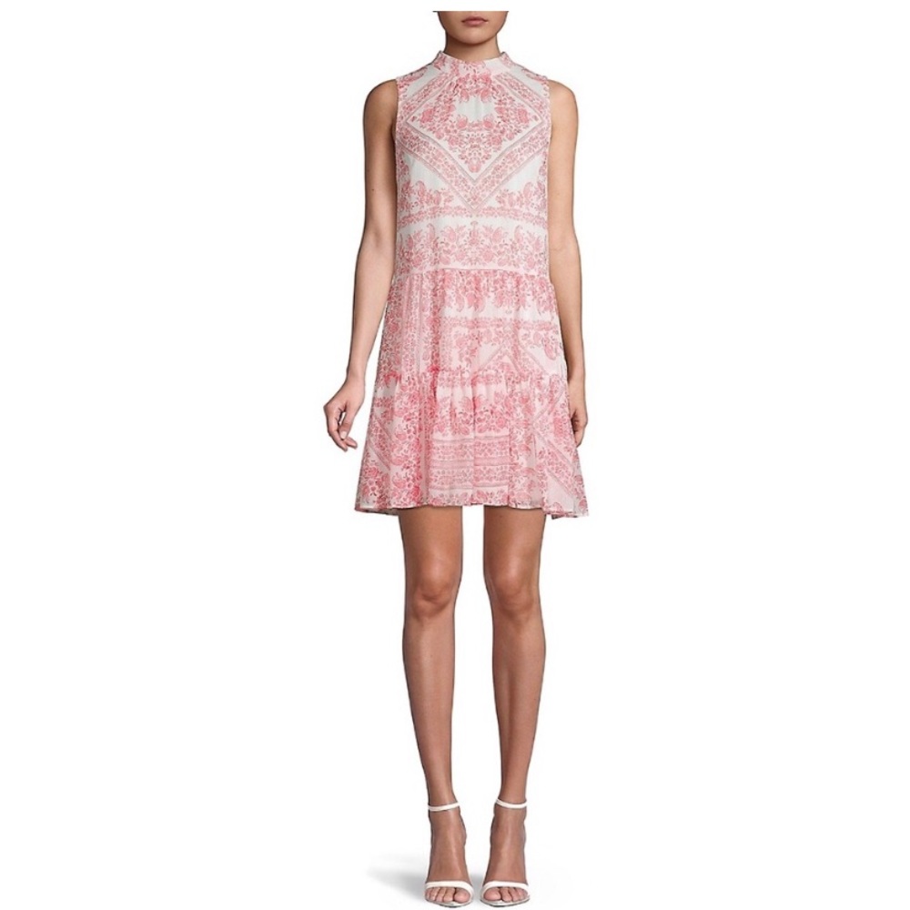 pink and white paisley dress calvin klein